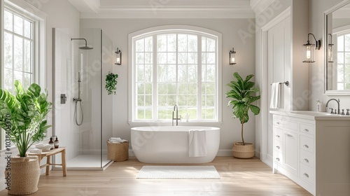 Bright and Modern Bathroom Illustration in 3D Style