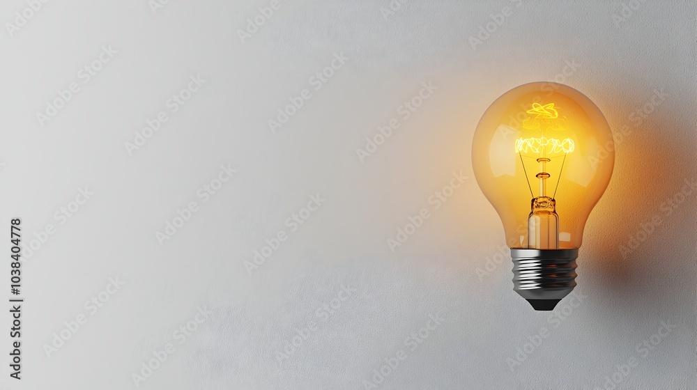 Glowing Light Bulb Symbolizing Innovative Ideas and Creative