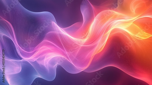 Elegant fractal composition with fluid lines and complex, evolving curves, glowing in soft neon hues, creating an infinite abstract backdrop