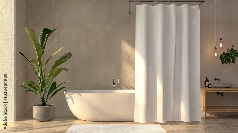 Fototapeta premium Modern Bathroom Illustration in 3D Perspective