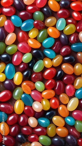Colorful Jelly Bean Candy Closeup Background. Generative AI