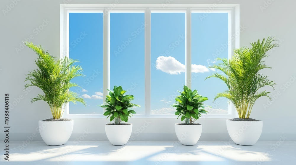 Fototapeta premium Modern Stylish Interior with Plants and Natural Light