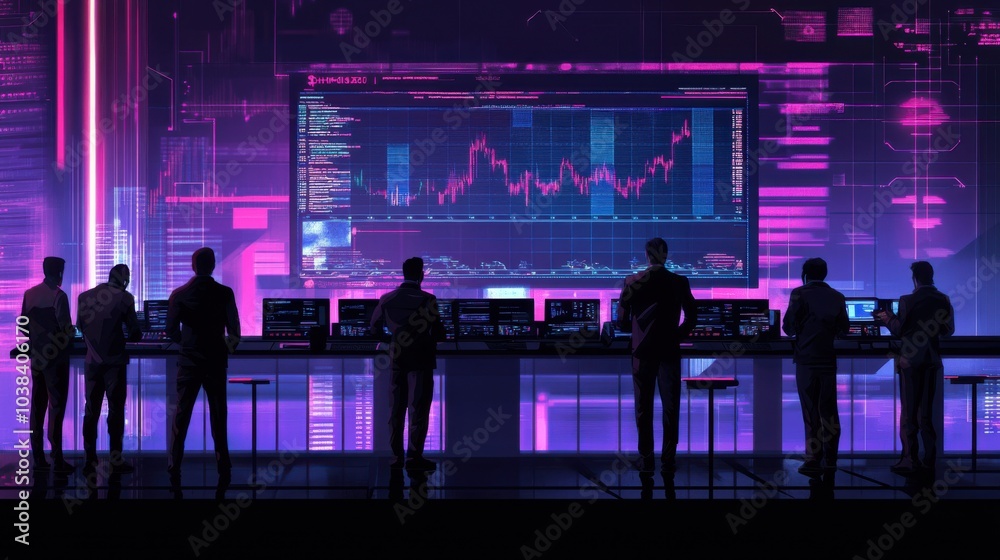 Team of Professionals in Front of Digital Screen Team of Professionals in Front of Digital Screen