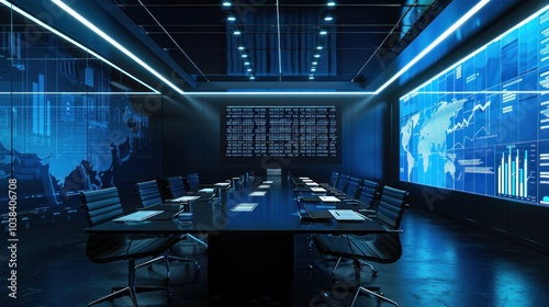Modern Conference Room with Futuristic Technology