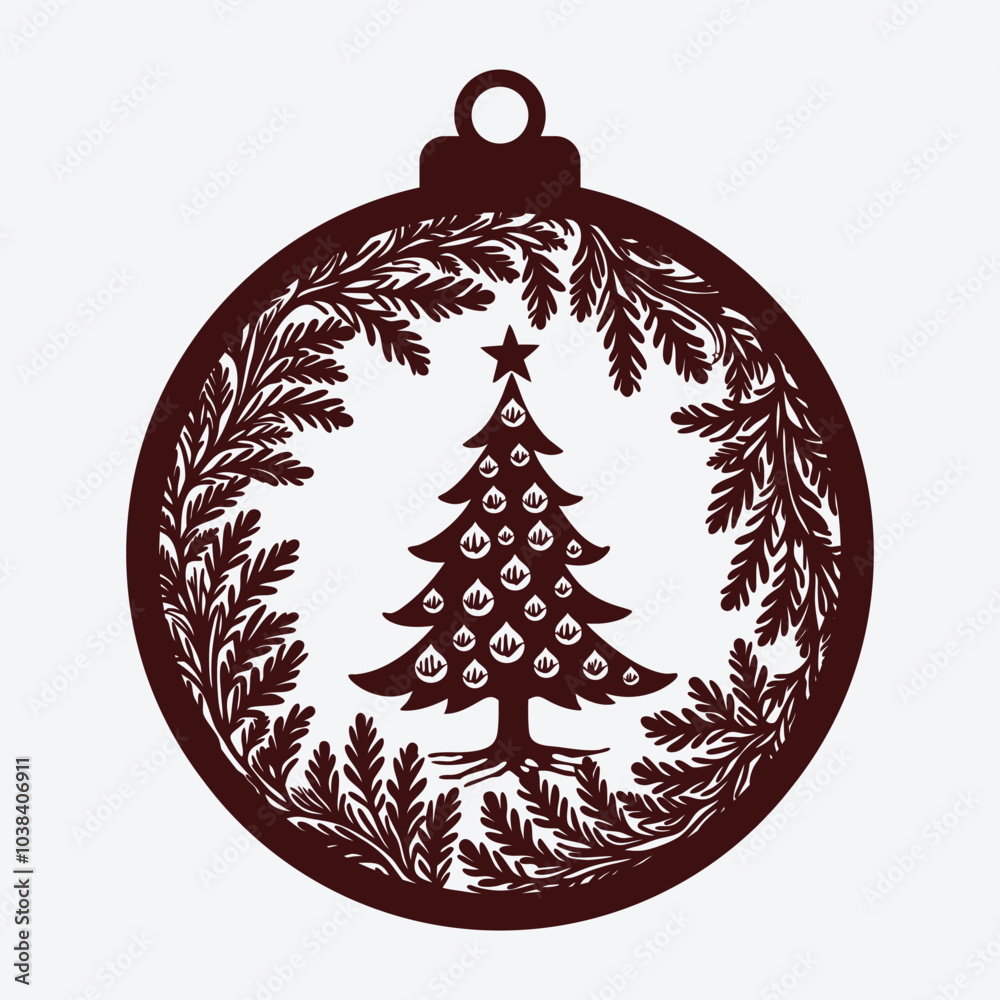 Fototapeta premium Christmas Tree Ornament Laser Cut Design Illustration