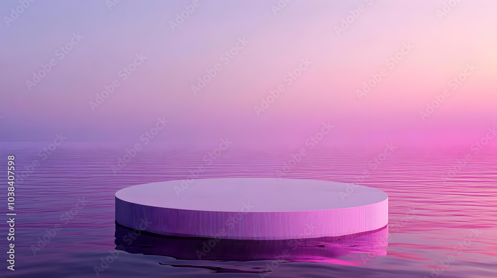 Circular Pink Platform on Water with Gradient Effect Circular Pink Platform on Water with Gradient Effect