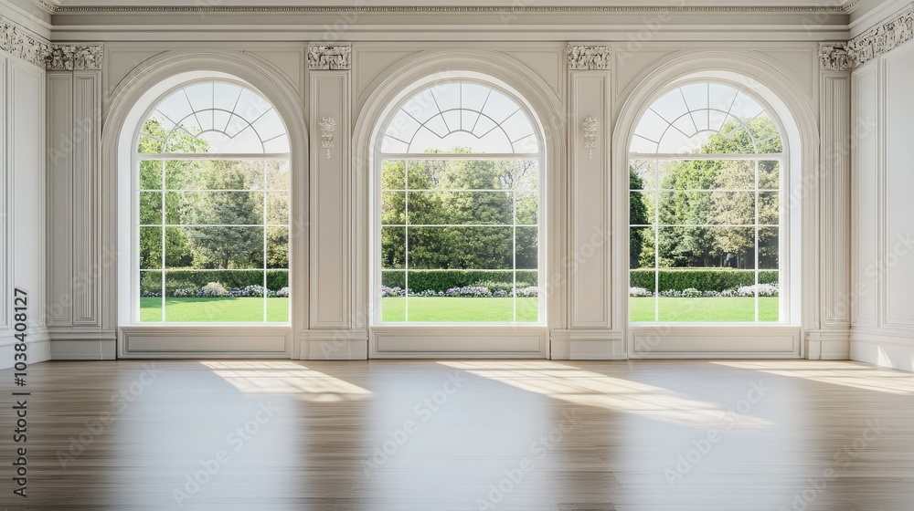 Fototapeta premium Sophisticated Empty Room with Large Windows