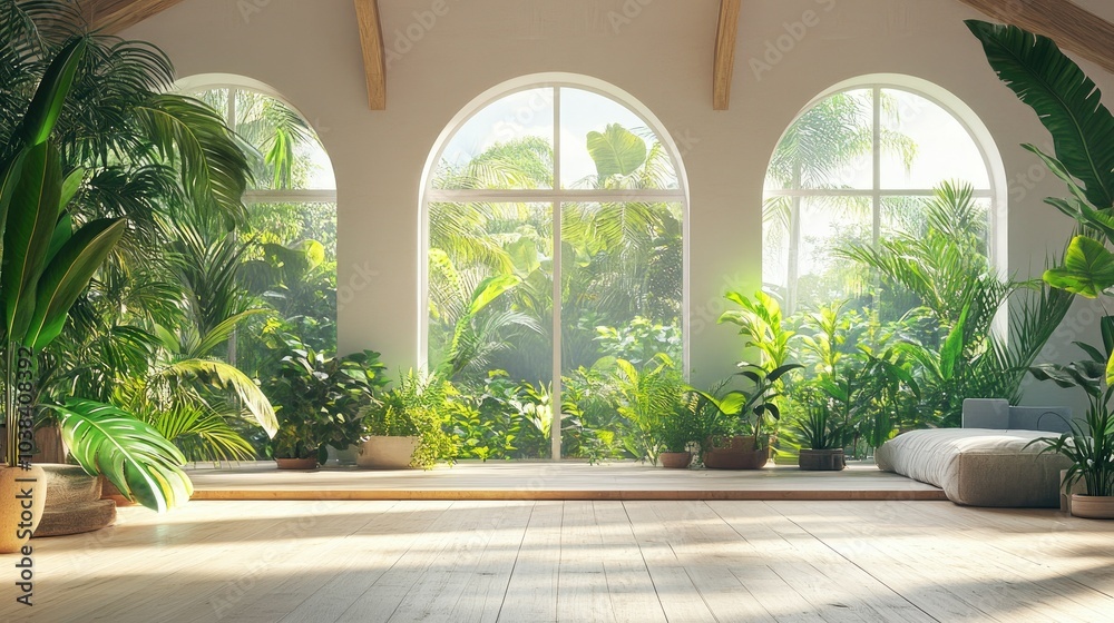 Inviting Scandinavian 3D Rendering of Lush Interior Space Inviting Scandinavian 3D Rendering of Lush Interior Space