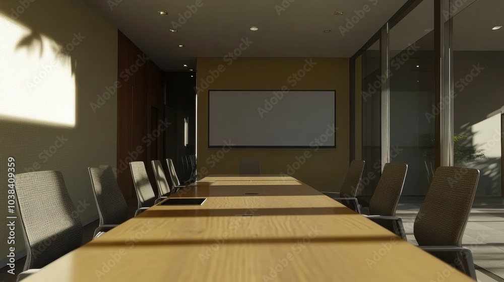Modern Conference Room with Empty Table and Chairs Modern Conference Room with Empty Table and Chairs