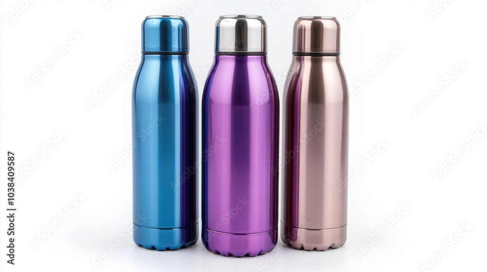 Stainless Steel Water Bottles Set Blue Purple Rose Gold Reusable Hydration Eco Friendly Stainless Steel Water Bottles Set Blue Purple Rose Gold Reusable Hydration Eco Friendly