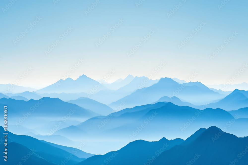 Obraz premium Beautiful landscape of misty mountain ranges