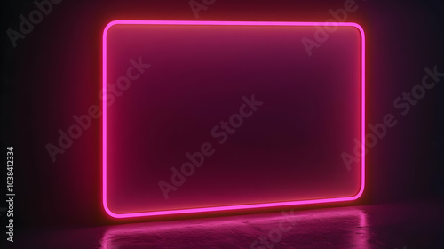 Neon Pink Rectangle Light Frame on Dark Background