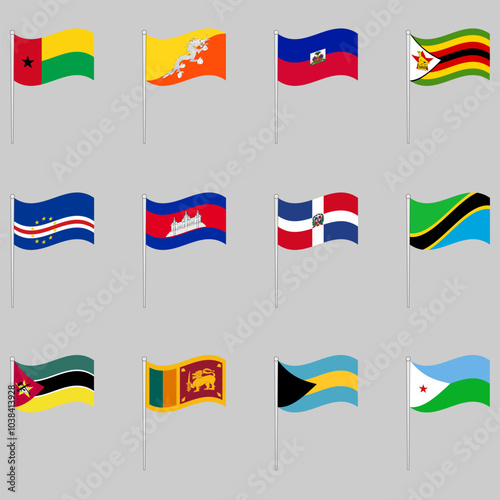 Large set of world flags