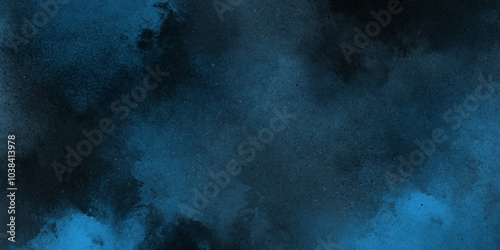 The abstract fog or smoke moves on black background, with blue cloudiness, mist, or smog background. Dark blue, azure, turquoise abstract grunge texture background. vector illustration. 