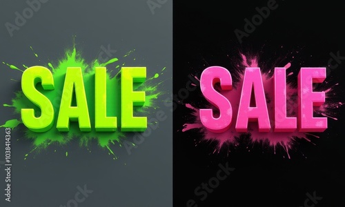 Modern SALE sign with colorful paint splashes, ideal for clearance sales and discounts.