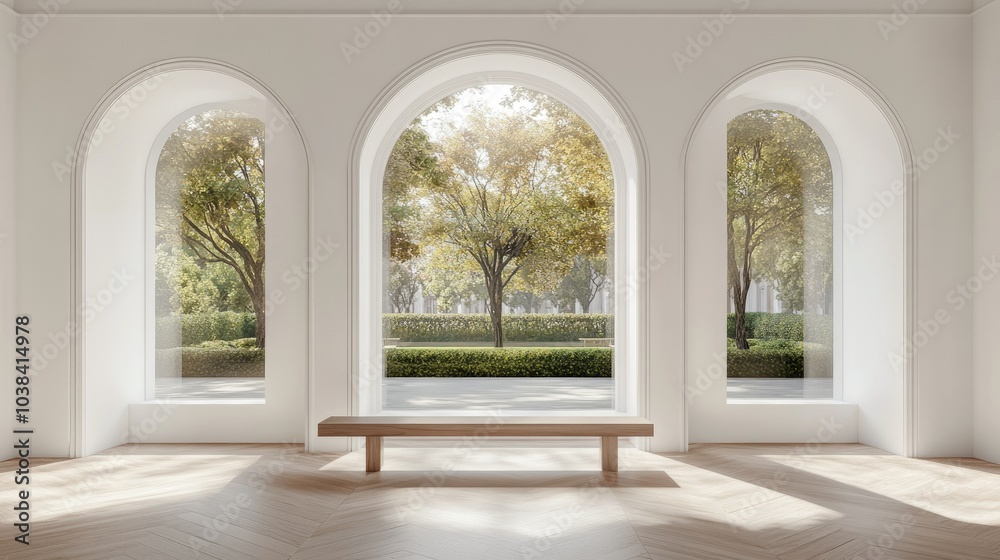 Fototapeta premium Modern Luxury Interior 3D Render with Scenic View