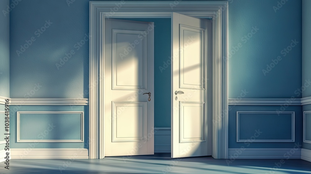 Bright Open Doors in a Modern Room Bright Open Doors in a Modern Room