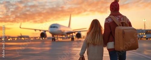 Festive Travelers Embark on a Holiday Flight Joy and Excitement Fill the Airport as Family Boards Their Plane for a Magical Christmas Getaway photo