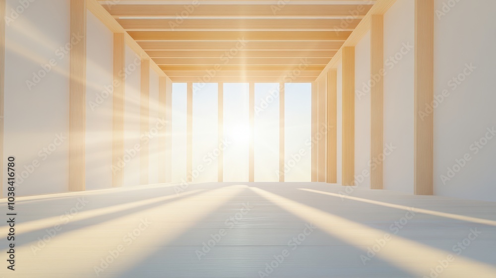 A large, empty room with a lot of sunlight coming in through the windows A large, empty room with a lot of sunlight coming in through the windows