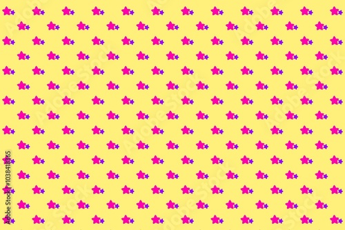 Pink stars pattern, yellow background with pink stars, yellow background, pink stars, wallpaper, background, pattern, fabric, paper, textile, wrapping, card, yellow, seamless pattern, star, design