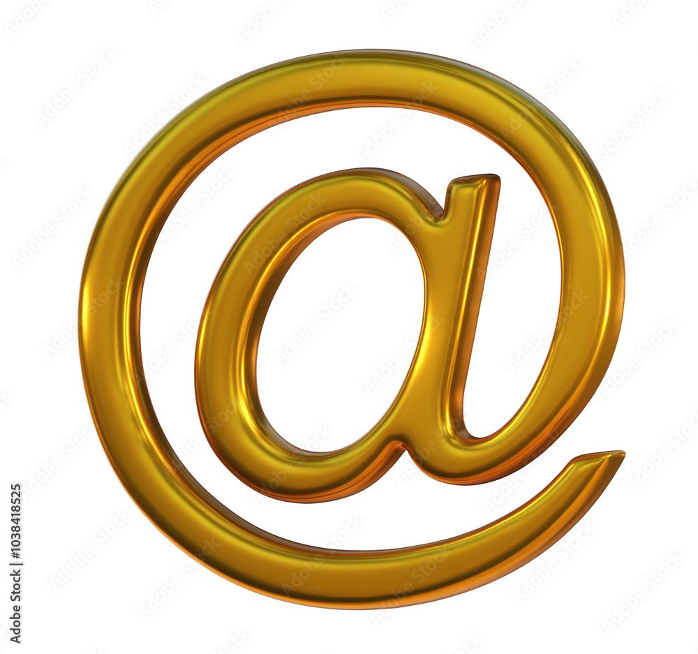 Golden Email Symbol 3D on png transparent background. Golden Email Symbol 3D on png transparent background.