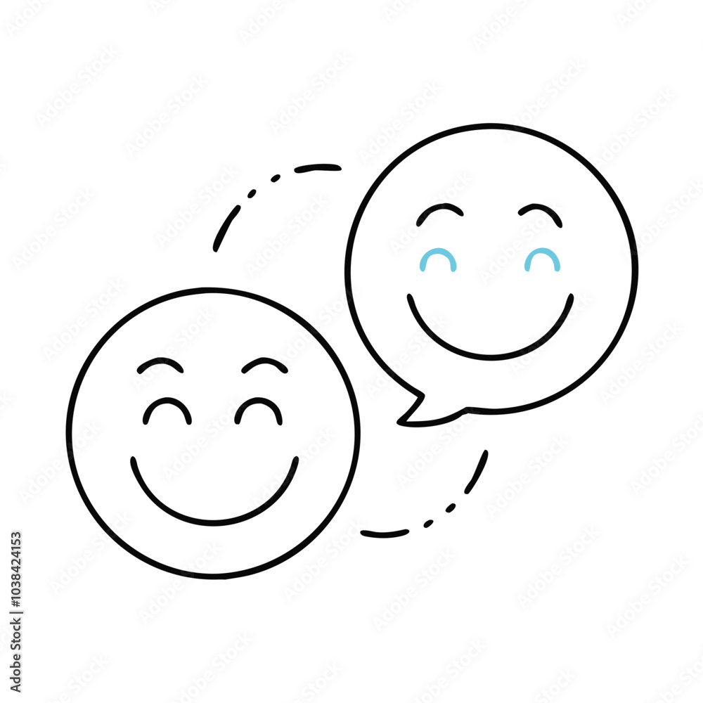 Fototapeta premium Smiling faces with speech bubbles representing friendly communication,icon