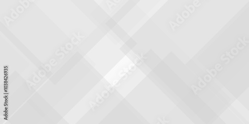 Abstract minimal geometric white and gray light background design. white transparent material in triangle diamond and squares shapes in random geometric pattern.