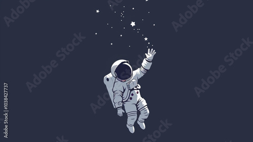 A cartoon-style logo featuring an astronaut reaching towards the stars, with simple shapes 