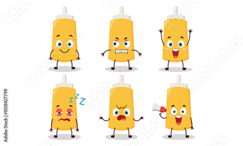 funny mayonnaise cartoon with many expressions design illustration