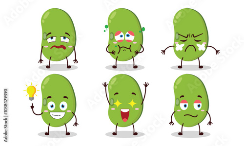 funny mung bean cartoon with different expressions design illustration