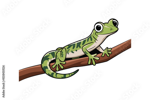 Vector illustration of a frog cartoon isolated on white background.