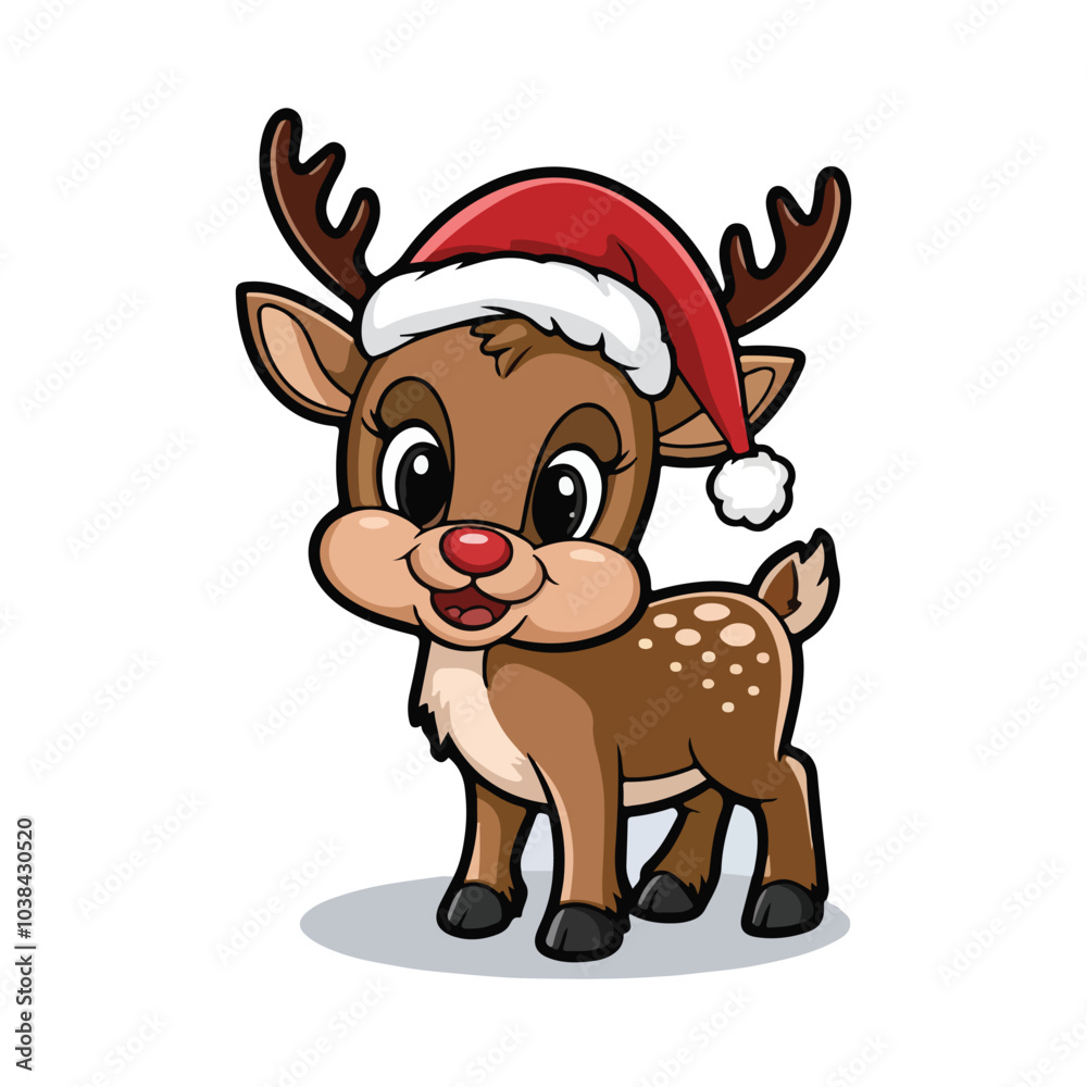 Cartoon Christmas Deer Design - Vector on a White Background. Cartoon Christmas Deer Design - Vector on a White Background.