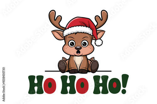 Christmas Reindeer Cartoon in Vector Format on White Background.