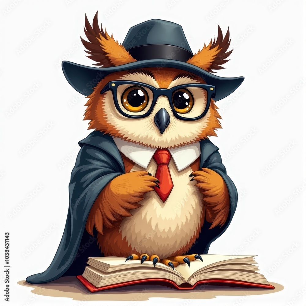 Obraz premium Wise Owl with Glasses