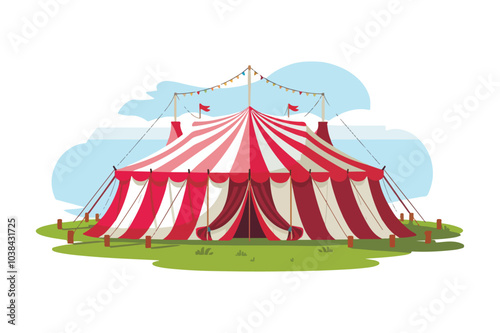Circus Tent Vector Illustration on White Background.