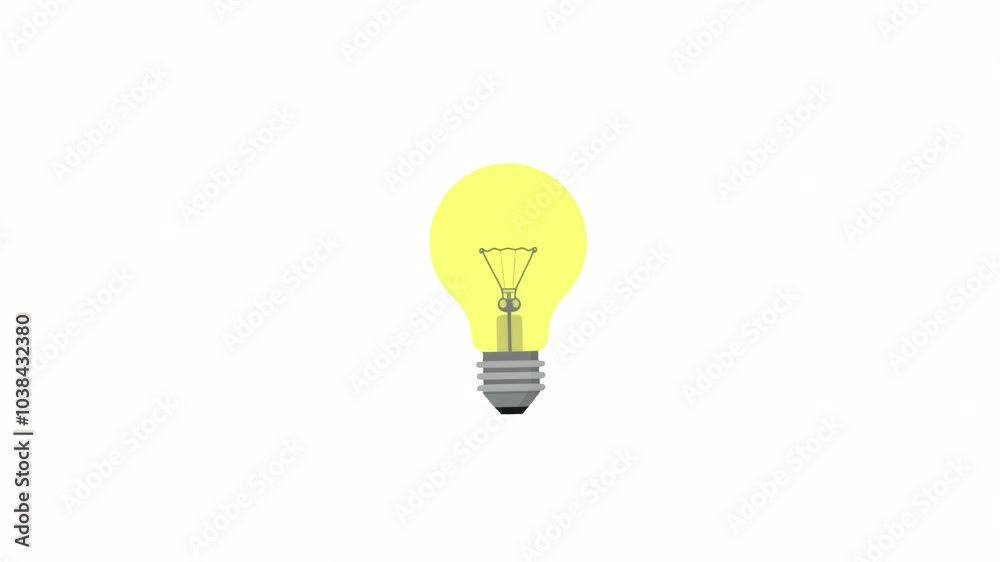 4k icon of yellow burning light bulb isolated on white background 4k icon of yellow burning light bulb isolated on white background