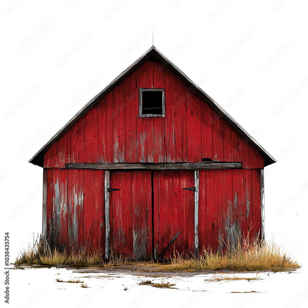 A rustic red barn set against a backdrop of dry grass, embodying rural charm and agricultural heritage. A rustic red barn set against a backdrop of dry grass, embodying rural charm and agricultural heritage.