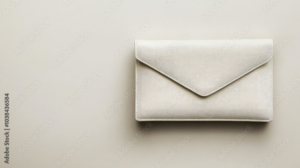 White leather clutch bag lying on table