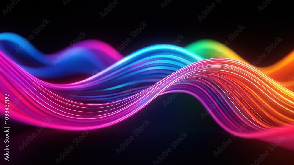 Naklejka premium Colorful Light Trails on a Dark Background