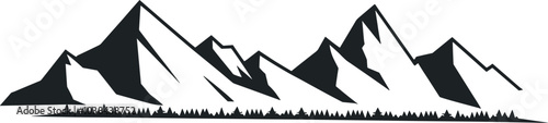 Mountain range vector black silhouette print design