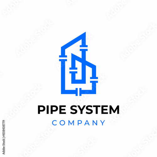Construction building pipeline system plumbing logo design