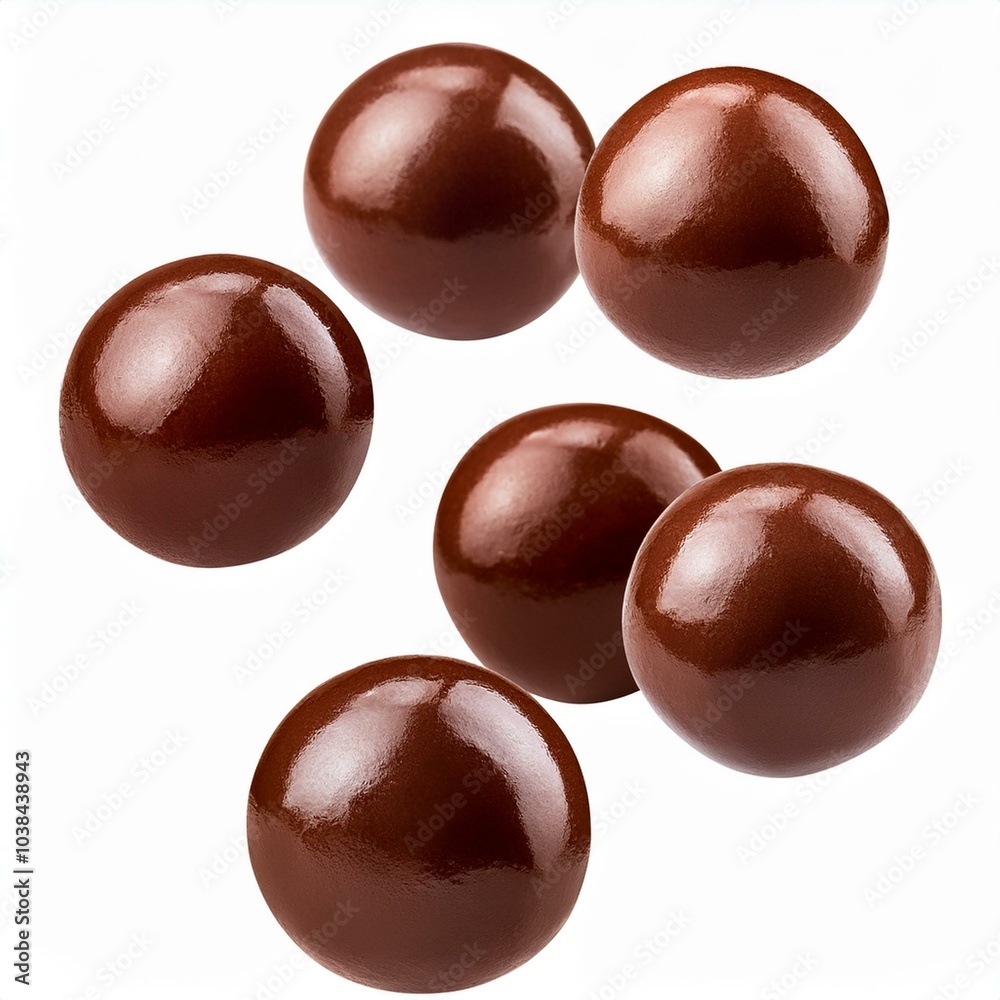Several balls of smooth chocolate syrup levitating isolated on white background
Several balls of smooth chocolate syrup levitating isolated on white background