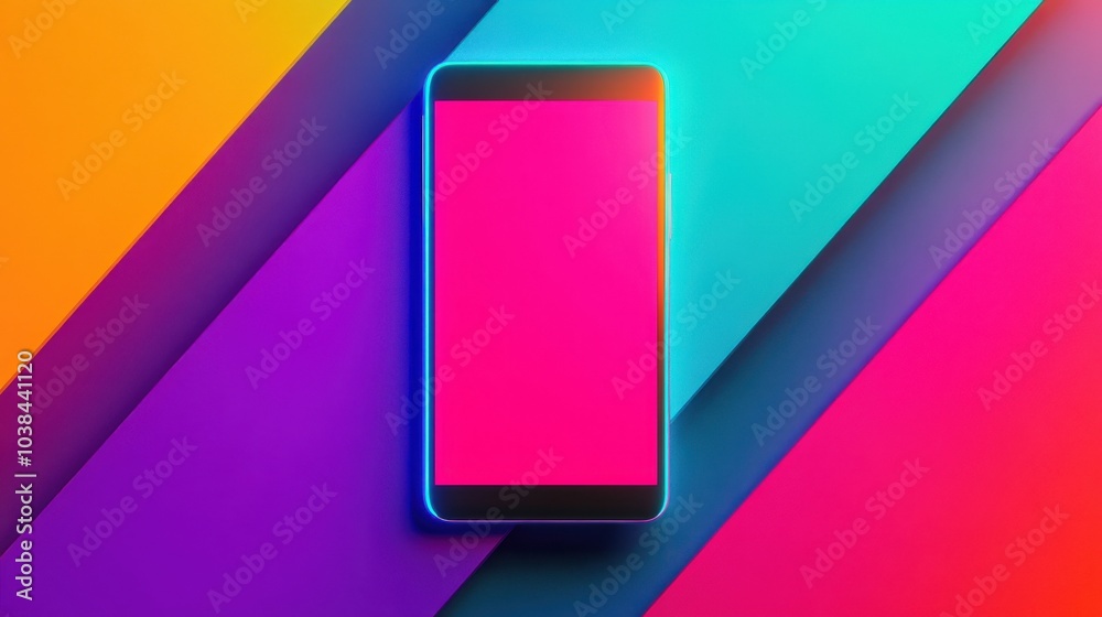 Vibrant Smartphone on Colorful Background Vibrant Smartphone on Colorful Background
