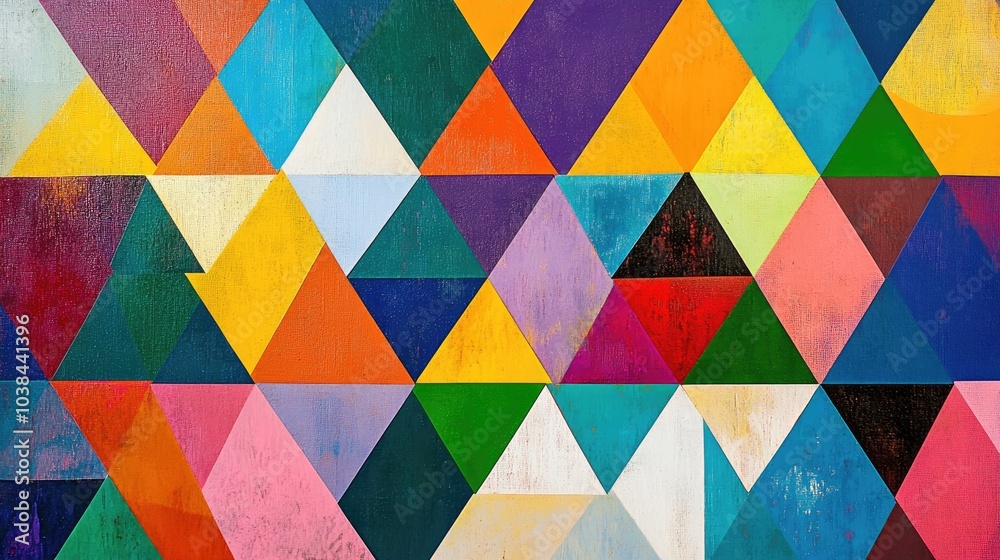 A geometric design of vibrant triangles in a bold, colorful palette, forming a visually striking abstract background. A geometric design of vibrant triangles in a bold, colorful palette, forming a visually striking abstract background.