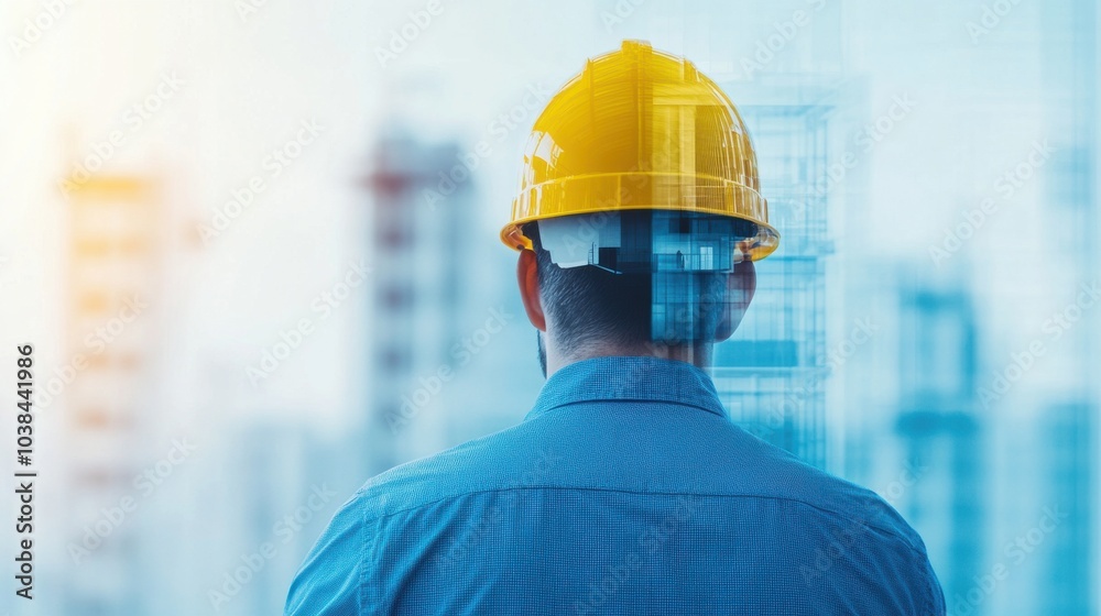 Architect Overseeing Construction Process with Helmet Architect Overseeing Construction Process with Helmet