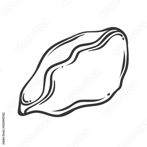 One dumpling line icon. Outline hand drawn boiled dumpling with filling and dough, steamed bun. Food mascot, Varenyky, Pierogi stuffed with cheese or vegetable, mushroom icon vector illustration