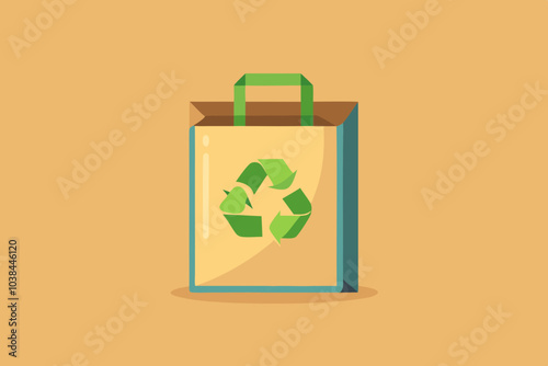  Paper bag drawn with a recycling mark vector illustration