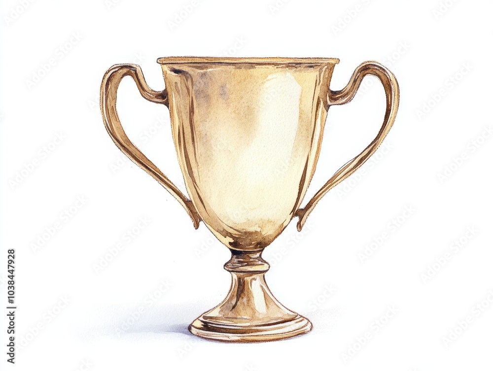 A shiny, golden trophy with two handles, symbolizing achievement and victory. A shiny, golden trophy with two handles, symbolizing achievement and victory.