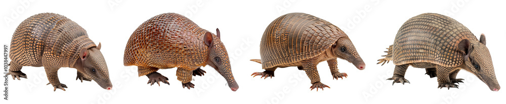 Collection of Armadillos Isolated on Transparent Background Collection of Armadillos Isolated on Transparent Background