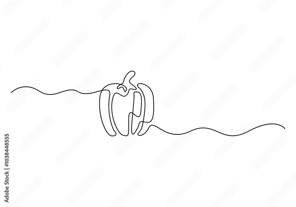 Obraz premium Capsicum continuous one line drawing vector illustration